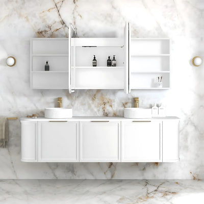 OTTI NEWPORT MATTE WHITE LED SHAVING CABINET WITH POWERPOINT 1800X750MM