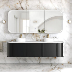 OTTI NEWPORT BLACK OAK LED SHAVING CABINET WITH POWERPOINT 1800X750MM