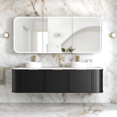 OTTI NEWPORT BLACK OAK LED SHAVING CABINET WITH POWERPOINT 1800X750MM