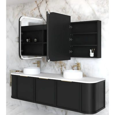 OTTI NEWPORT BLACK OAK LED SHAVING CABINET WITH POWERPOINT 1800X750MM