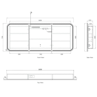 OTTI NEWPORT WOODLAND OAK LED SHAVING CABINET WITH POWERPOINT 1800X750MM