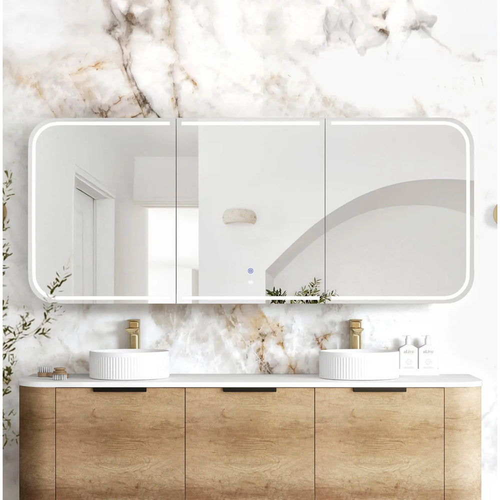 OTTI NEWPORT NATURAL OAK LED SHAVING CABINET WITH POWERPOINT 1800X750MM