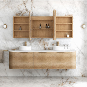 OTTI NEWPORT NATURAL OAK LED SHAVING CABINET WITH POWERPOINT 3 COLOUR LIGHTS 1800X750MM