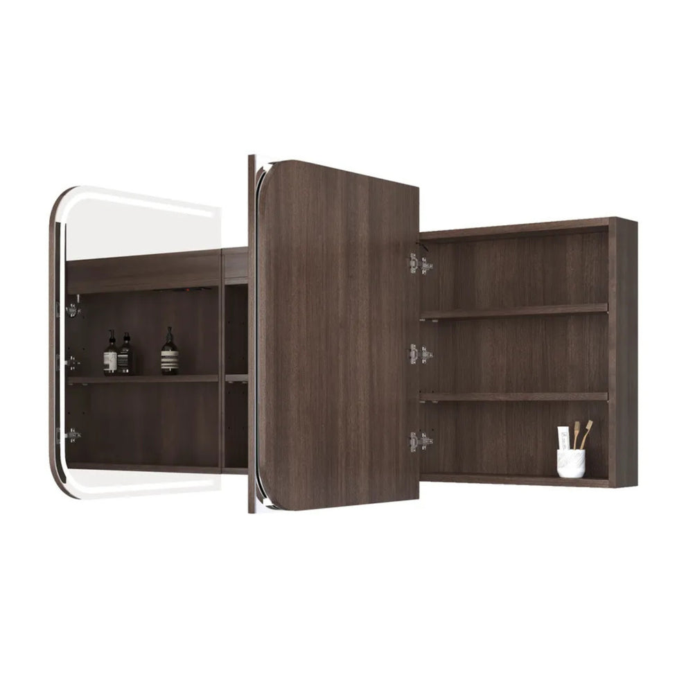 OTTI NEWPORT SABLE WALNUT LED SHAVING CABINET WITH POWERPOINT 3 COLOUR LIGHTS 1800X750MM