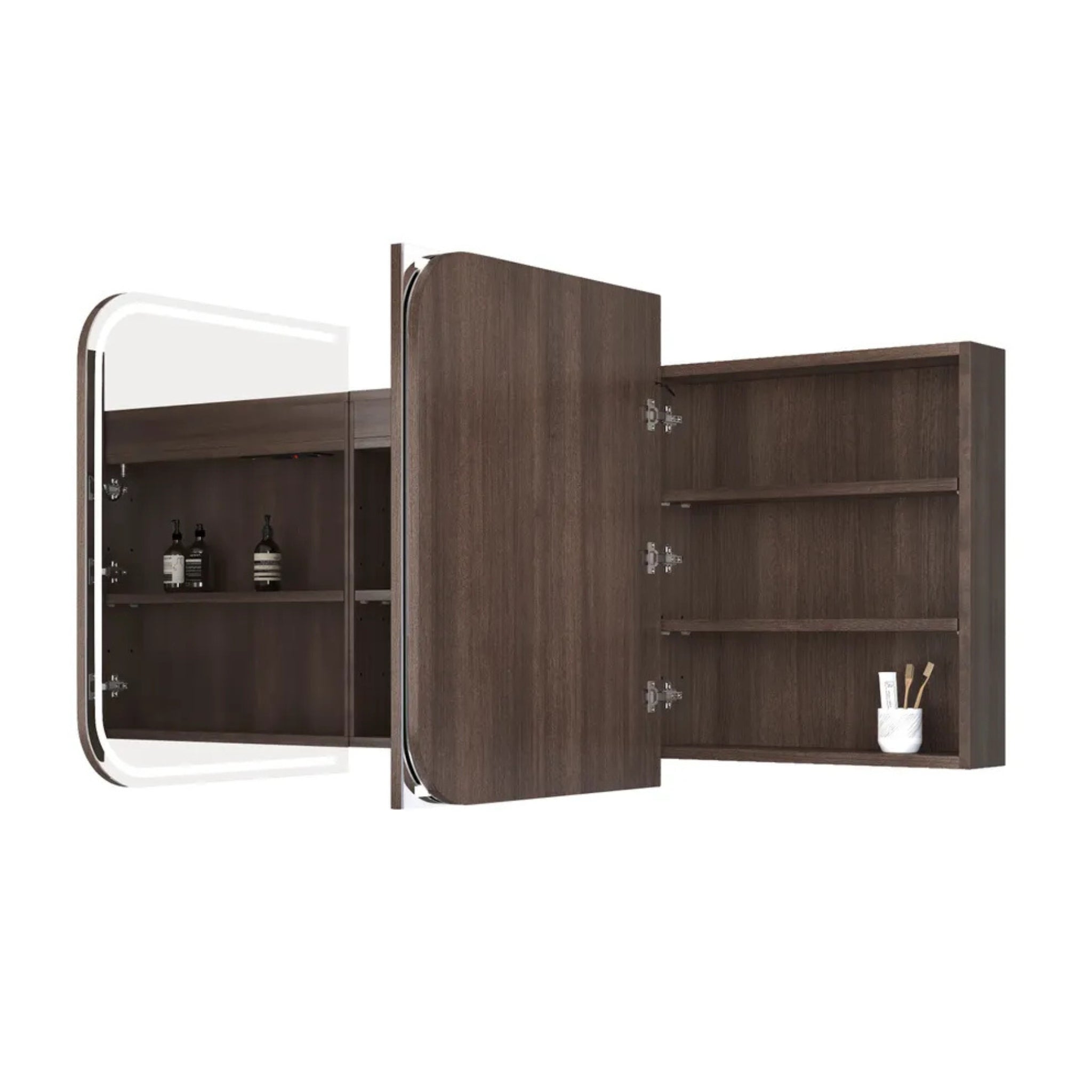OTTI NEWPORT SABLE WALNUT LED SHAVING CABINET WITH POWERPOINT 3 COLOUR LIGHTS 1800X750MM