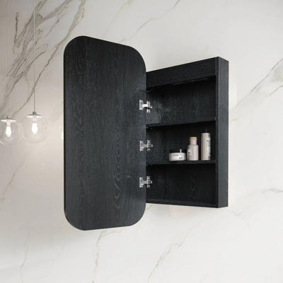 OTTI NEWPORT BLACK OAK LED SHAVING CABINET WITH POWERPOINT 450X900MM