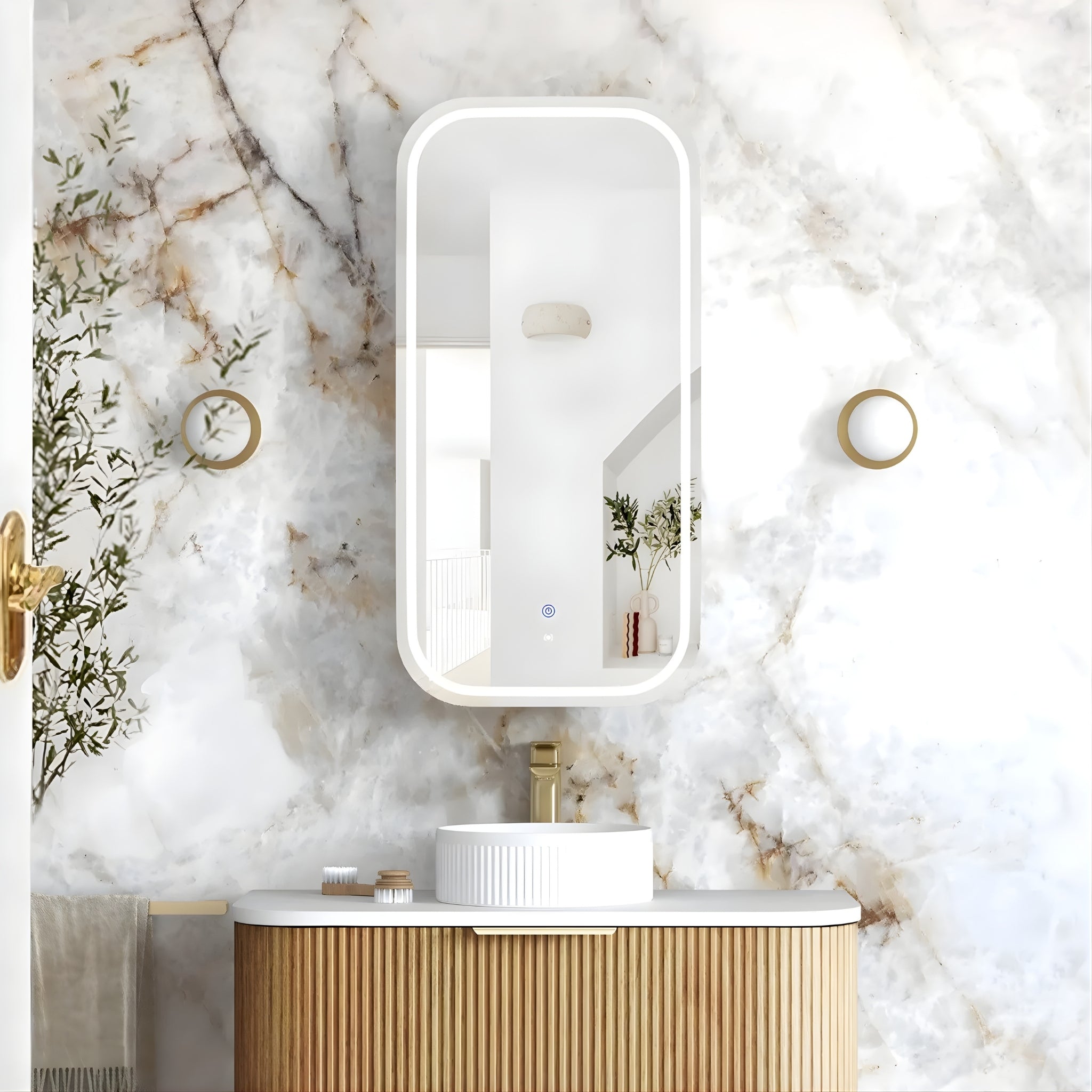 OTTI NEWPORT WOODLAND OAK LED SHAVING CABINET WITH POWERPOINT 450X900MM