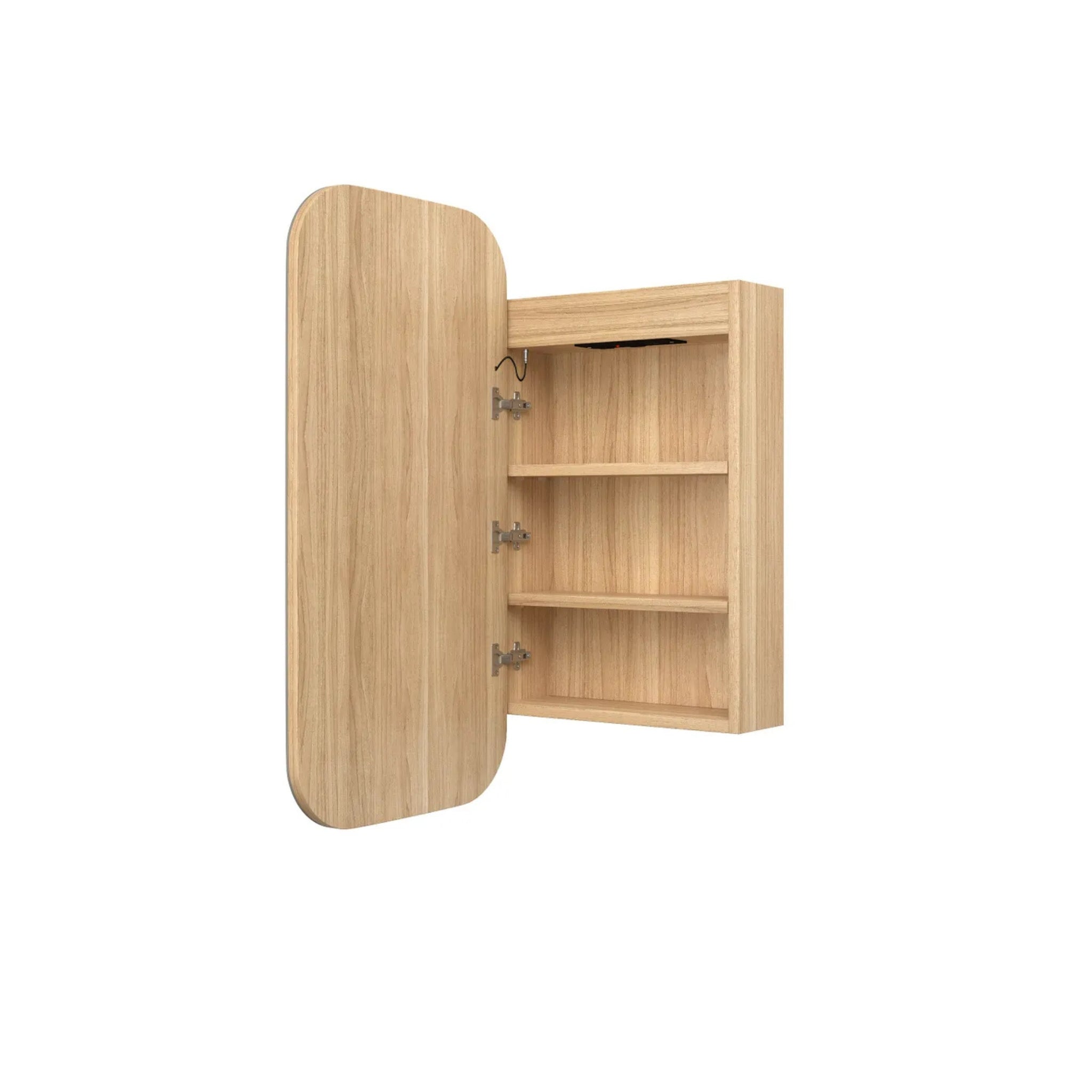 OTTI NEWPORT WOODLAND OAK LED SHAVING CABINET WITH POWERPOINT 3 COLOUR LIGHTS 450X900MM