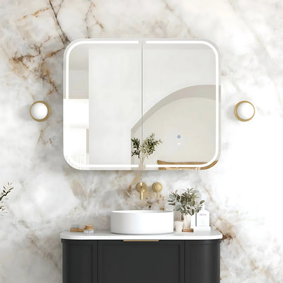 OTTI NEWPORT BLACK OAK LED SHAVING CABINET WITH POWERPOINT 900X750MM