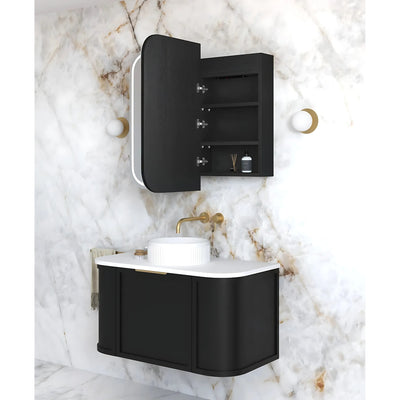 OTTI NEWPORT BLACK OAK LED SHAVING CABINET WITH POWERPOINT 900X750MM