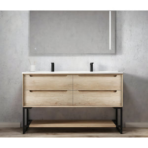 OTTI BYRON NATURAL OAK 1500MM DOUBLE BOWL FLOOR STANDING VANITY