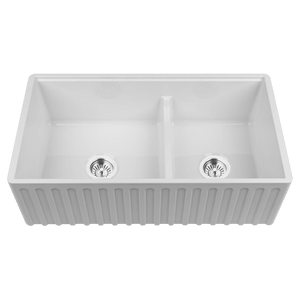 CHAMBORD LEGRANDE LARGE 1 & 1/2 BOWL REVERSIBLE FIRECLAY KITCHEN SINK WHITE 838MM