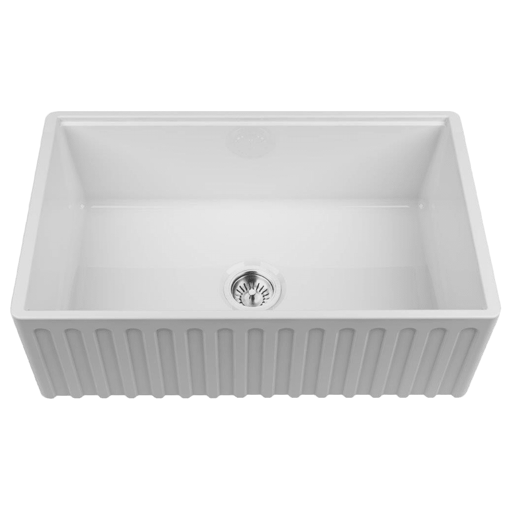 CHAMBORD LEGRANDE LARGE SINGLE BOWL REVERSIBLE FIRECLAY KITCHEN SINK WHITE 838MM