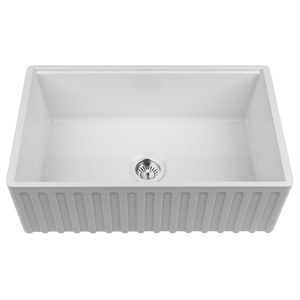 CHAMBORD LEGRANDE LARGE SINGLE BOWL REVERSIBLE FIRECLAY KITCHEN SINK WHITE 838MM