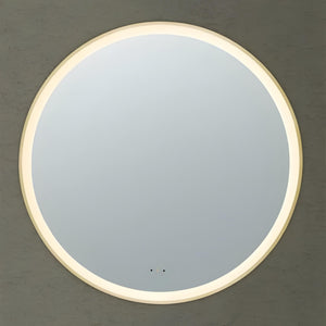 POSEIDON LUNA ROUND IRON FRAMED FRONTLIT LED MIRROR BRUSHED GOLD 900X900MM