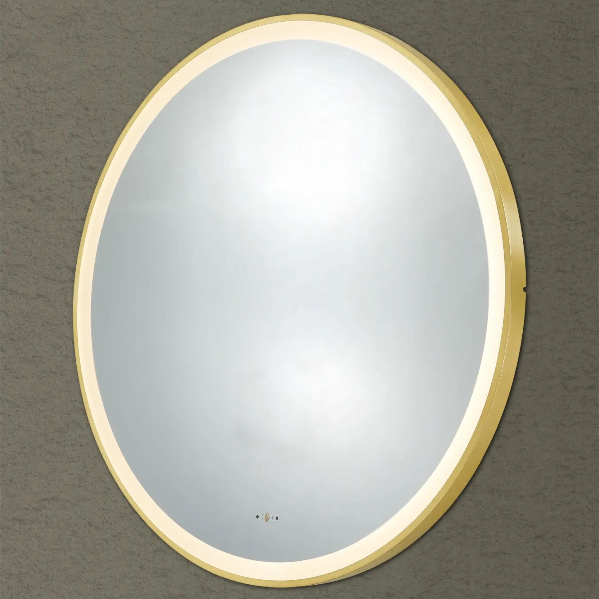 POSEIDON LUNA ROUND IRON FRAMED FRONTLIT LED MIRROR BRUSHED GOLD 800X800MM