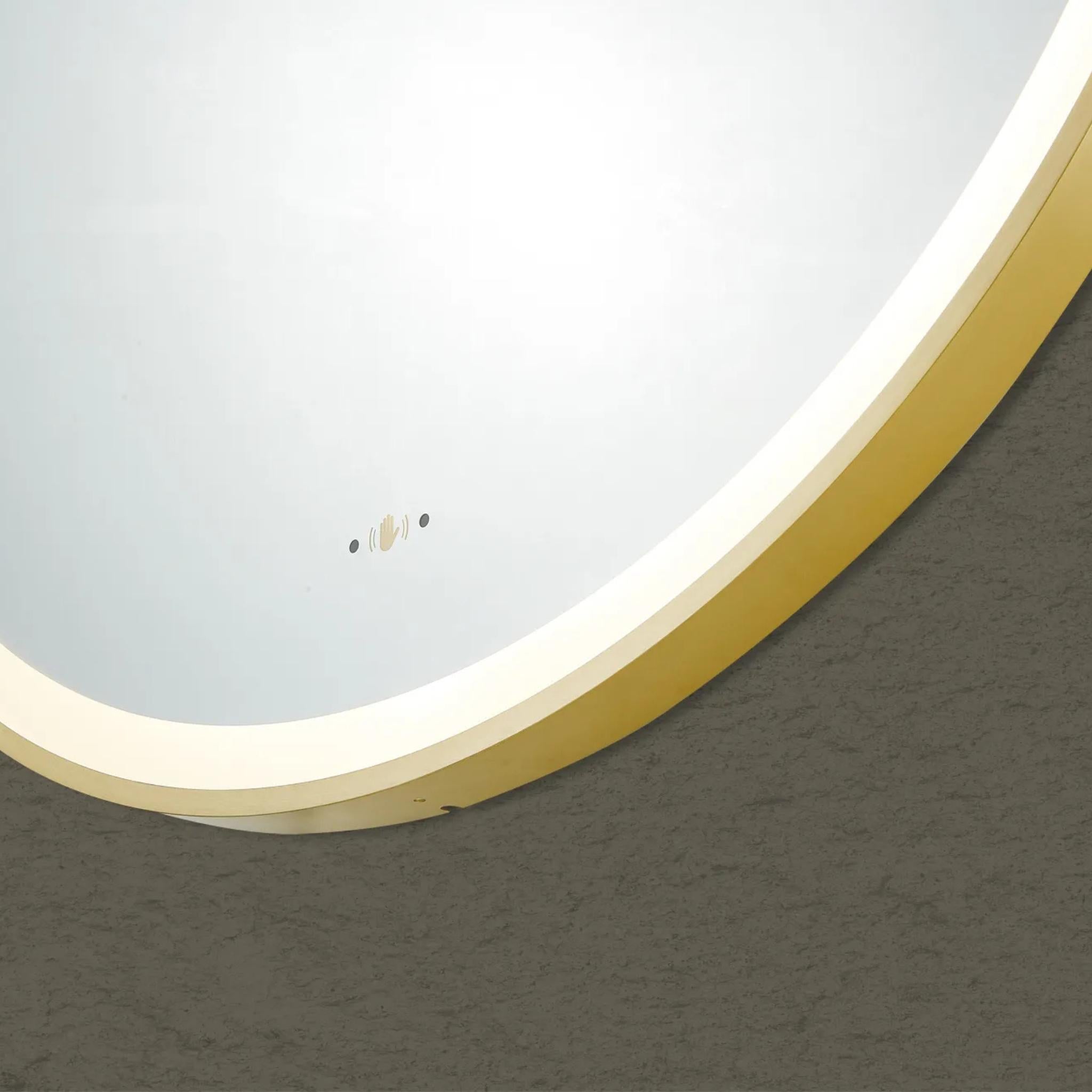 POSEIDON LUNA ROUND IRON FRAMED FRONTLIT LED MIRROR BRUSHED GOLD 800X800MM