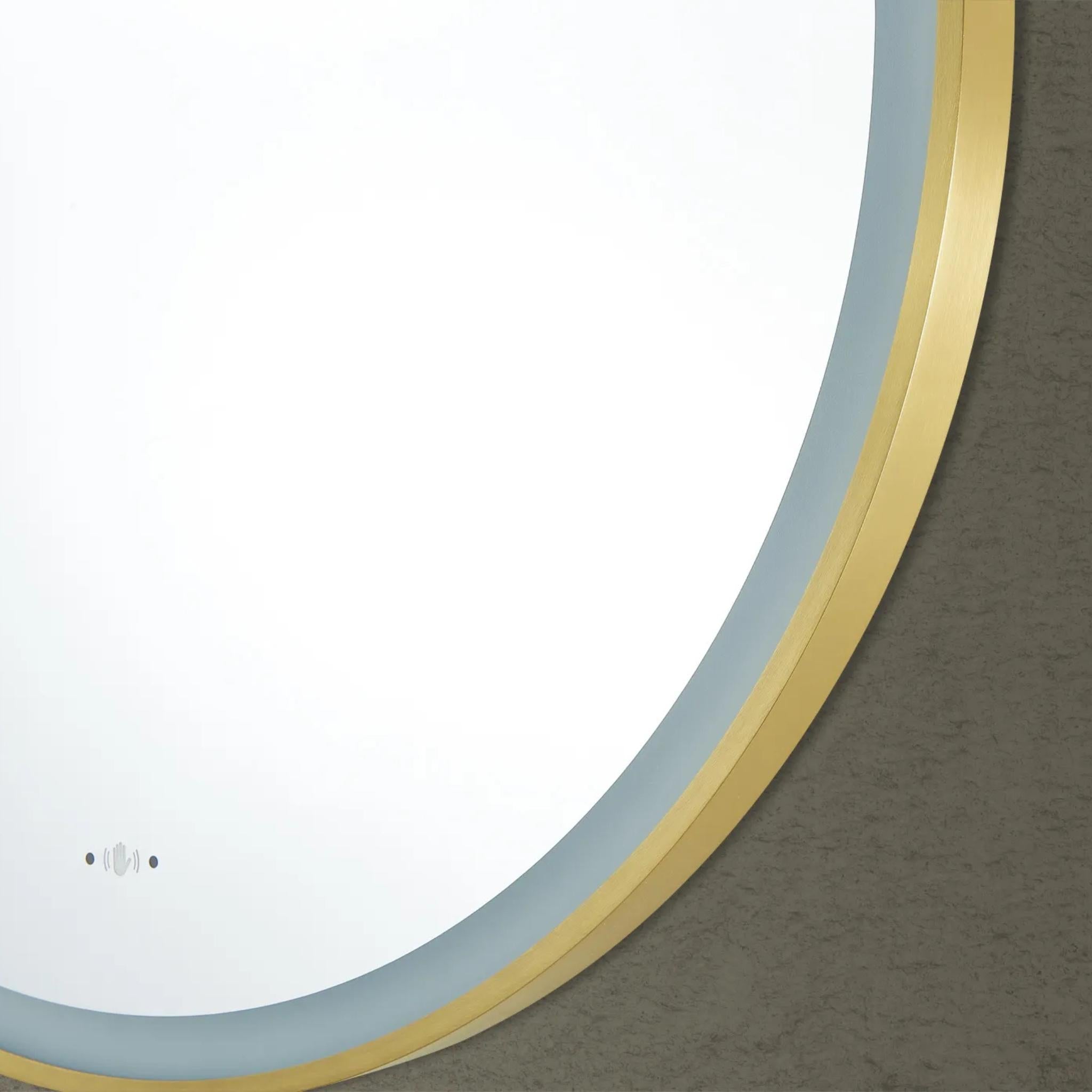 POSEIDON LUNA ROUND IRON FRAMED FRONTLIT LED MIRROR BRUSHED GOLD 800X800MM