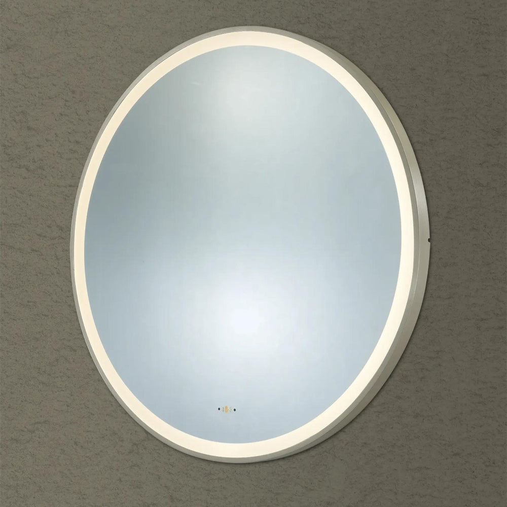 POSEIDON LUNA ROUND IRON FRAMED FRONTLIT LED MIRROR BRUSHED NICKEL 600X600MM
