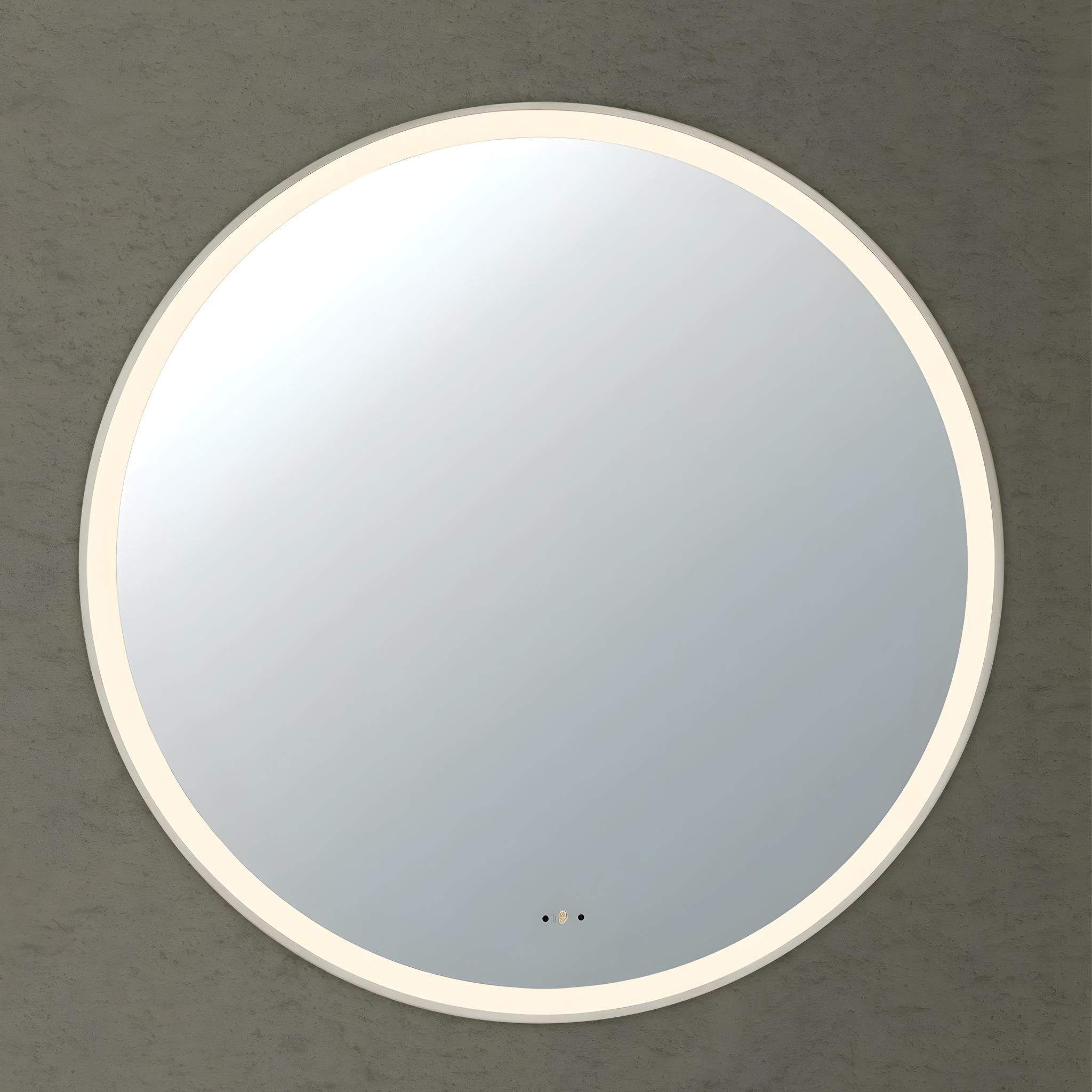 POSEIDON LUNA ROUND IRON FRAMED FRONTLIT LED MIRROR BRUSHED NICKEL 600X600MM