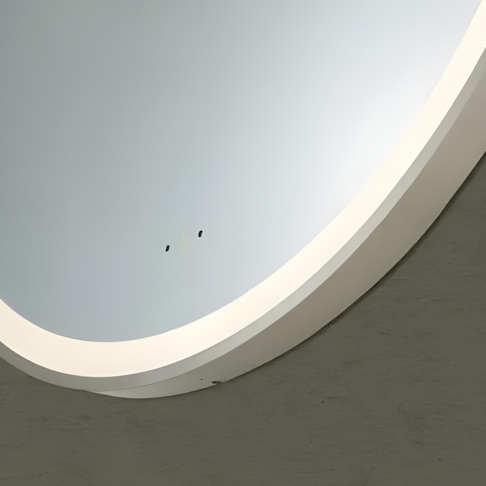 POSEIDON LUNA ROUND IRON FRAMED FRONTLIT LED MIRROR BRUSHED NICKEL 600X600MM