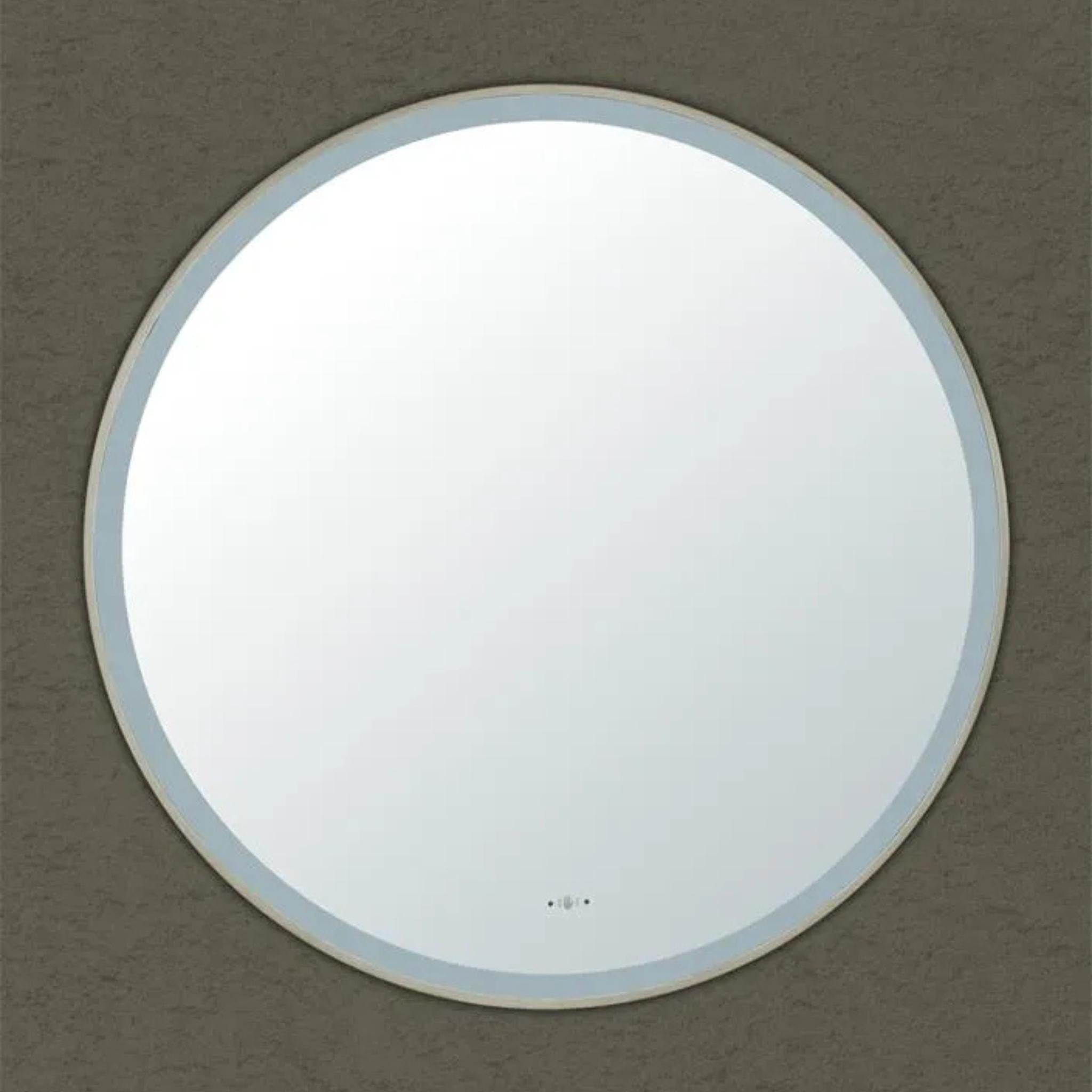 POSEIDON LUNA ROUND IRON FRAMED FRONTLIT LED MIRROR BRUSHED NICKEL 600X600MM