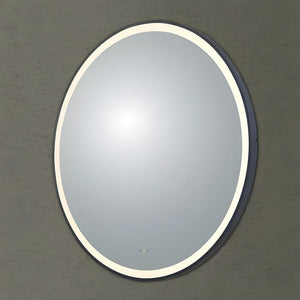 POSEIDON LUNA ROUND IRON FRAMED FRONTLIT LED MIRROR MATTE BLACK 900X900MM