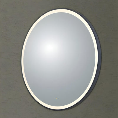 POSEIDON LUNA ROUND IRON FRAMED FRONTLIT LED MIRROR MATTE BLACK 900X900MM