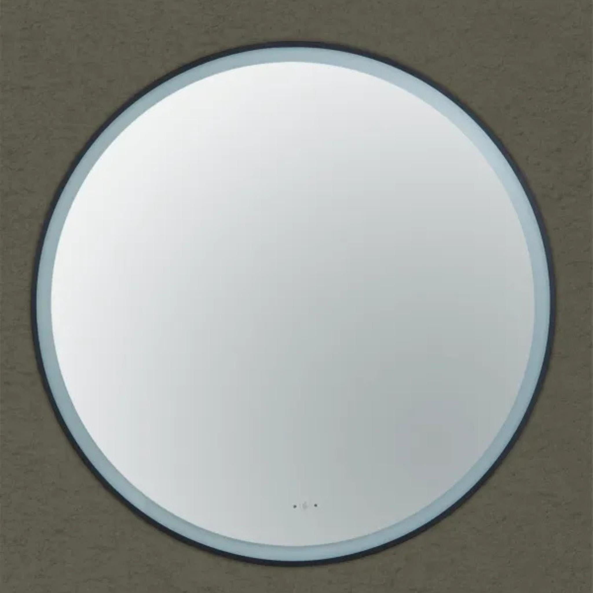 POSEIDON LUNA ROUND IRON FRAMED FRONTLIT LED MIRROR MATTE BLACK 600X600MM