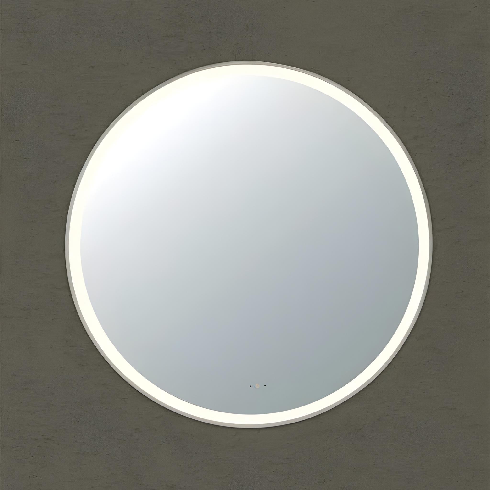POSEIDON LUNA ROUND IRON FRAMED FRONTLIT LED MIRROR GUN METAL 800X800MM