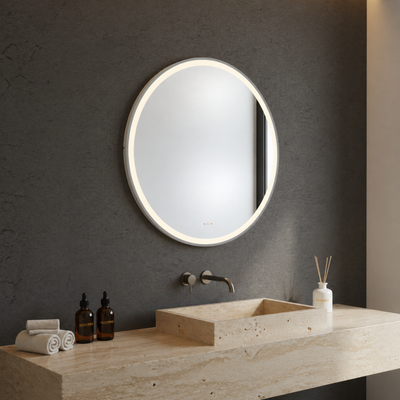 POSEIDON LUNA ROUND IRON FRAMED FRONTLIT LED MIRROR GUN METAL 900X900MM