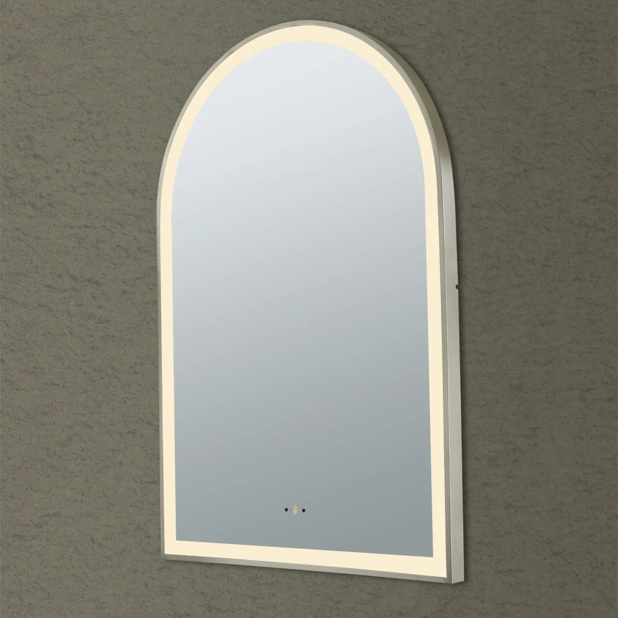 POSEIDON AURA ARCH IRON FRAMED FRONTLIT LED MIRROR GUN METAL 600X900MM
