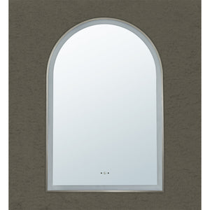 POSEIDON AURA ARCH IRON FRAMED FRONTLIT LED MIRROR GUN METAL 600X900MM