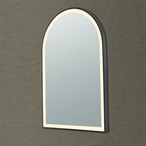 POSEIDON AURA ARCH IRON FRAMED FRONTLIT LED MIRROR MATTE BLACK 600X900MM