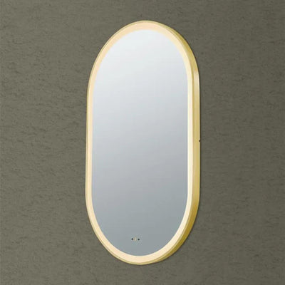 POSEIDON OLIVIA OVAL IRON FRAMED FRONTLIT LED MIRROR BRUSHED GOLD 450X900MM
