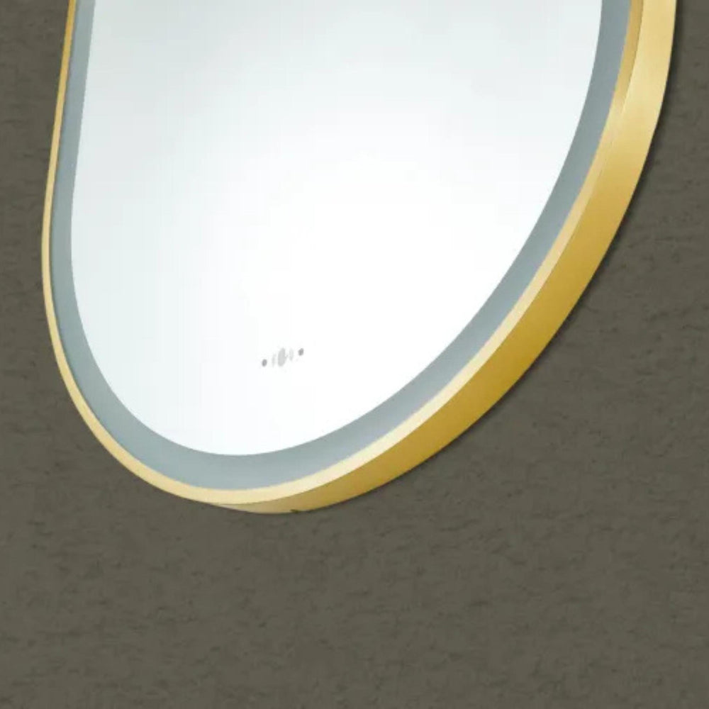 POSEIDON OLIVIA OVAL IRON FRAMED FRONTLIT LED MIRROR BRUSHED GOLD 450X900MM