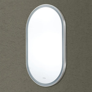 POSEIDON OLIVIA OVAL IRON FRAMED FRONTLIT LED MIRROR BRUSHED NICKEL 450X900MM