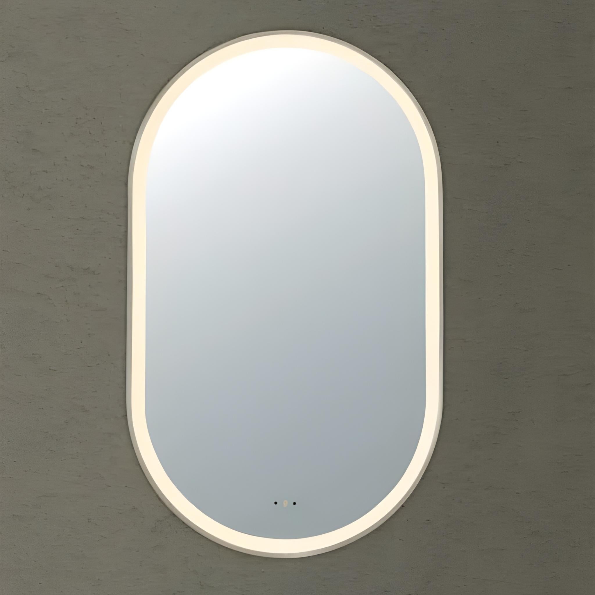 POSEIDON OLIVIA OVAL IRON FRAMED FRONTLIT LED MIRROR GUN METAL 450X900MM
