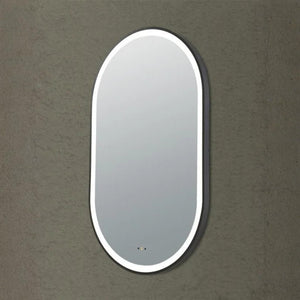 POSEIDON OLIVIA OVAL IRON FRAMED FRONTLIT LED MIRROR MATTE BLACK 450X900MM