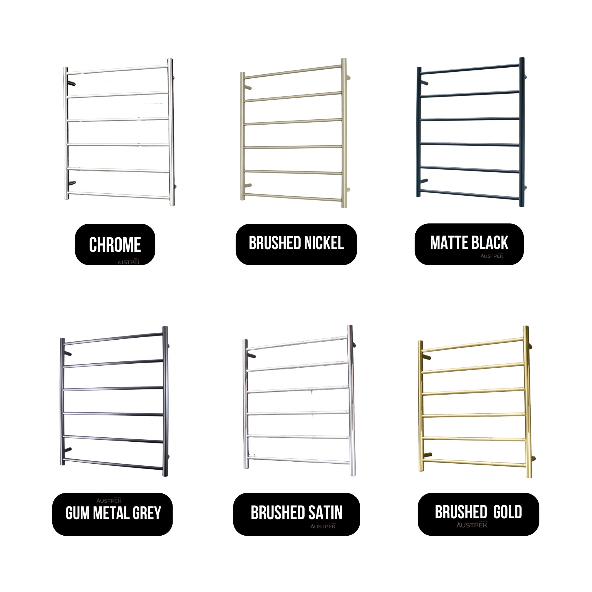 RADIANT HEATING 6-BARS ROUND NON-HEATED TOWEL RAIL LIGHT GOLD 700MM