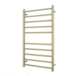 RADIANT HEATING 10-BARS ROUND HEATED TOWEL RAIL LIGHT GOLD 600MM