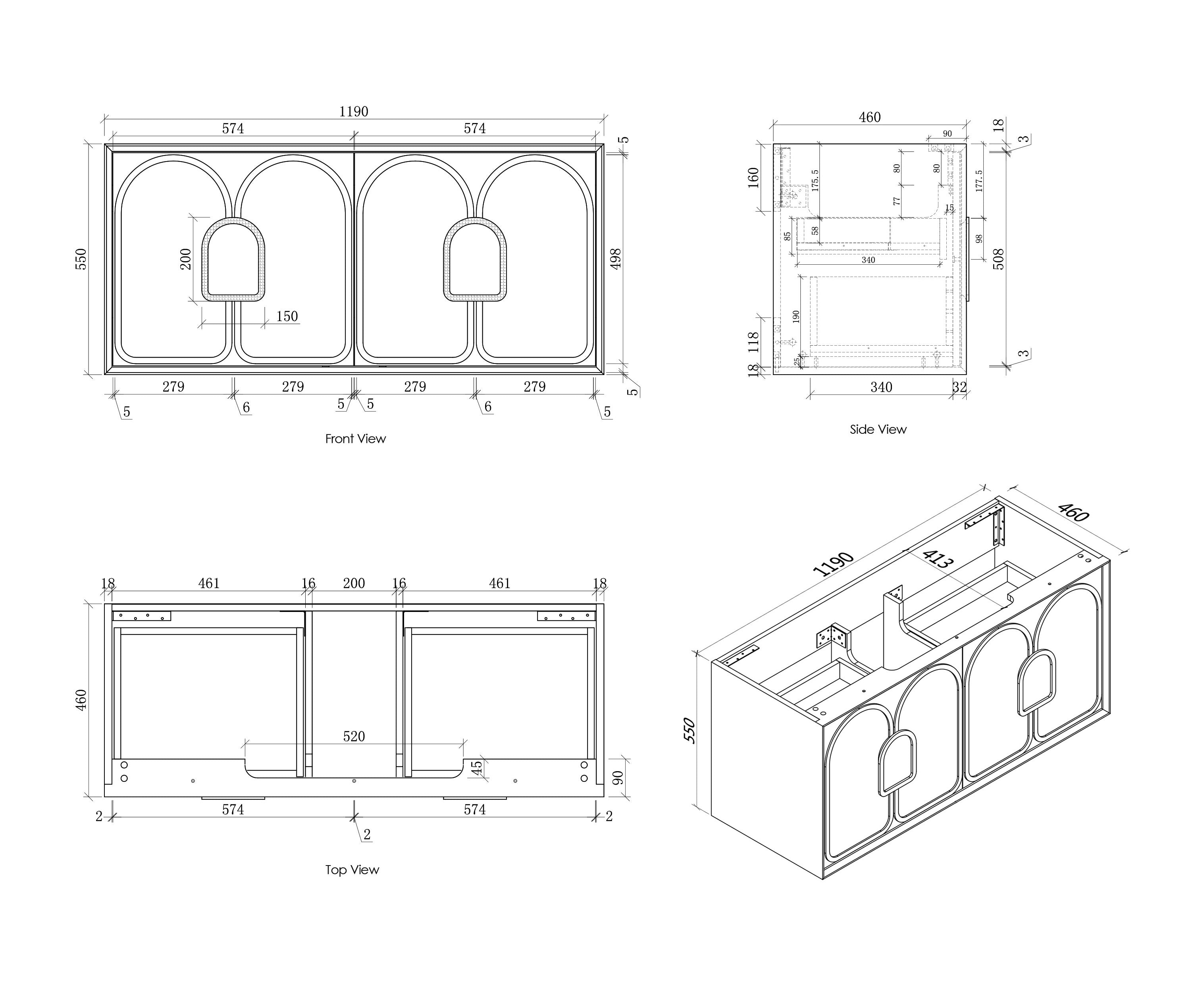 OTTI LAGUNA BLACK AMERICAN OAK 1200MM SINGLE BOWL WALL HUNG VANITY