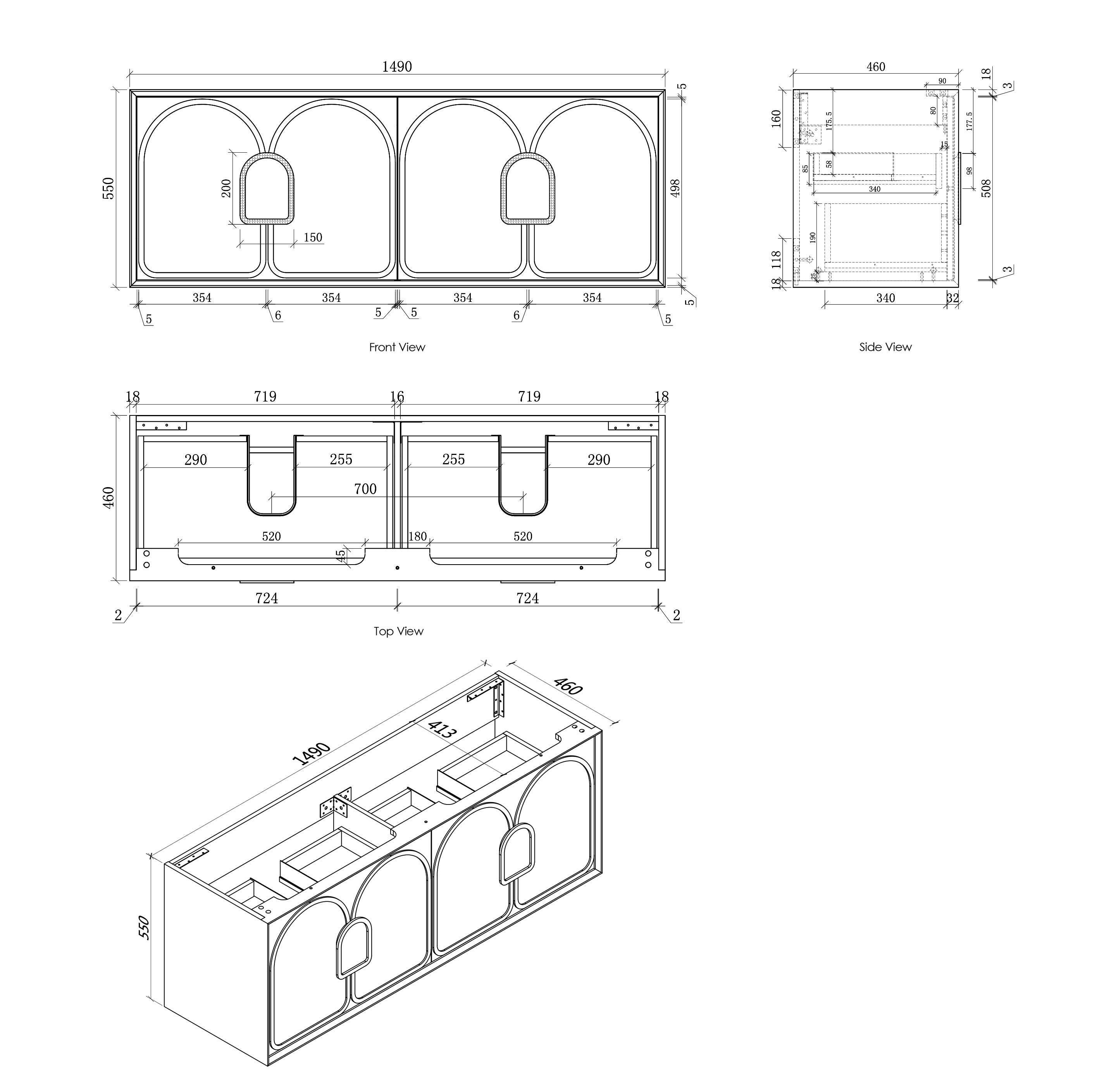 OTTI LAGUNA MARK II WOODLAND OAK 1500MM DOUBLE BOWL WALL HUNG VANITY