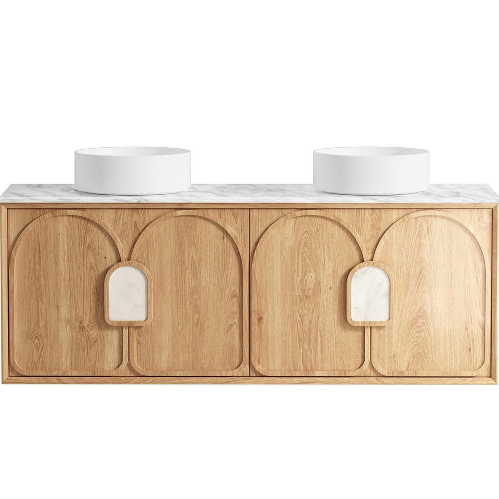 OTTI LAGUNA MARK II WOODLAND OAK 1500MM DOUBLE BOWL WALL HUNG VANITY