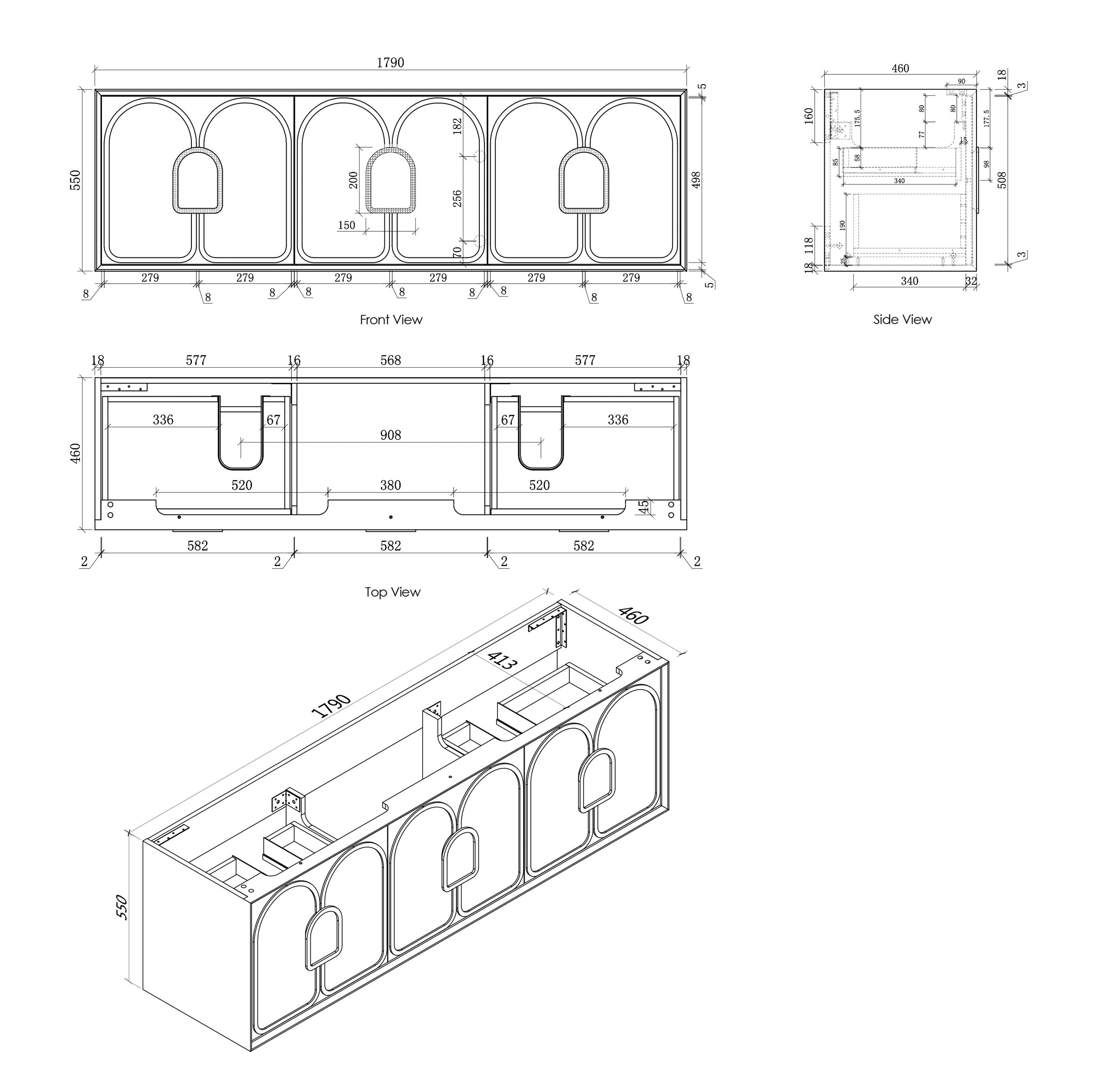 OTTI LAGUNA BLACK AMERICAN OAK 1800MM DOUBLE BOWL WALL HUNG VANITY