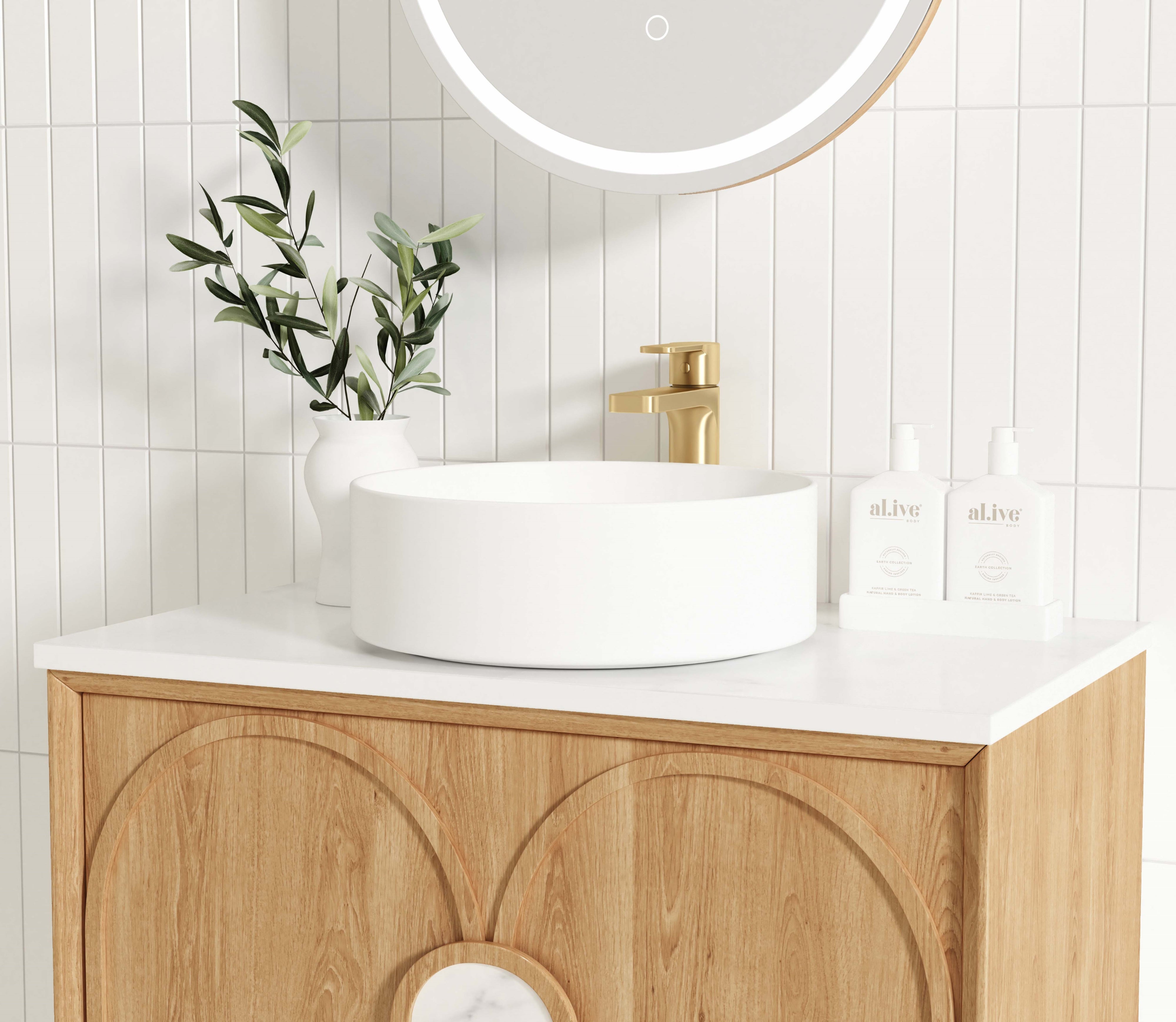 OTTI LAGUNA NATURAL AMERICAN OAK 600MM SINGLE BOWL WALL HUNG VANITY