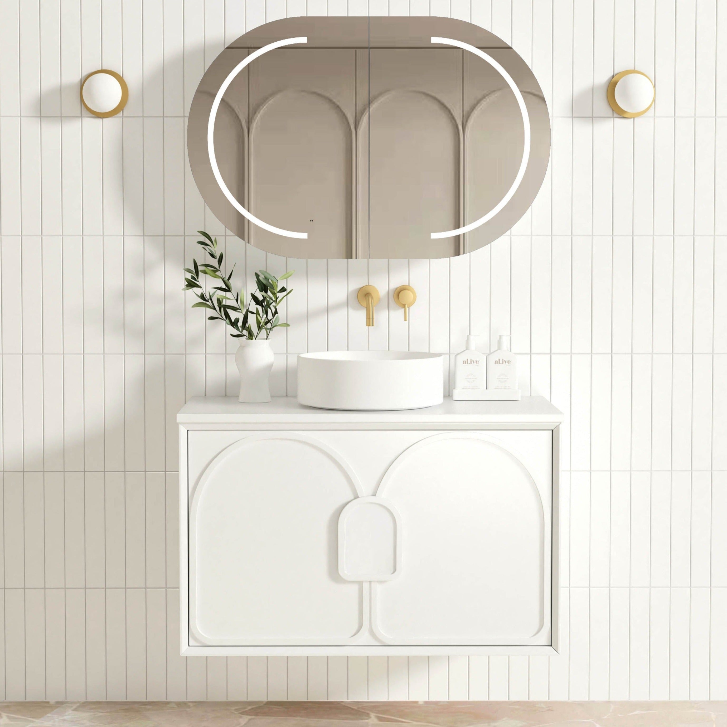 OTTI LAGUNA SATIN WHITE 900MM SINGLE BOWL WALL HUNG VANITY