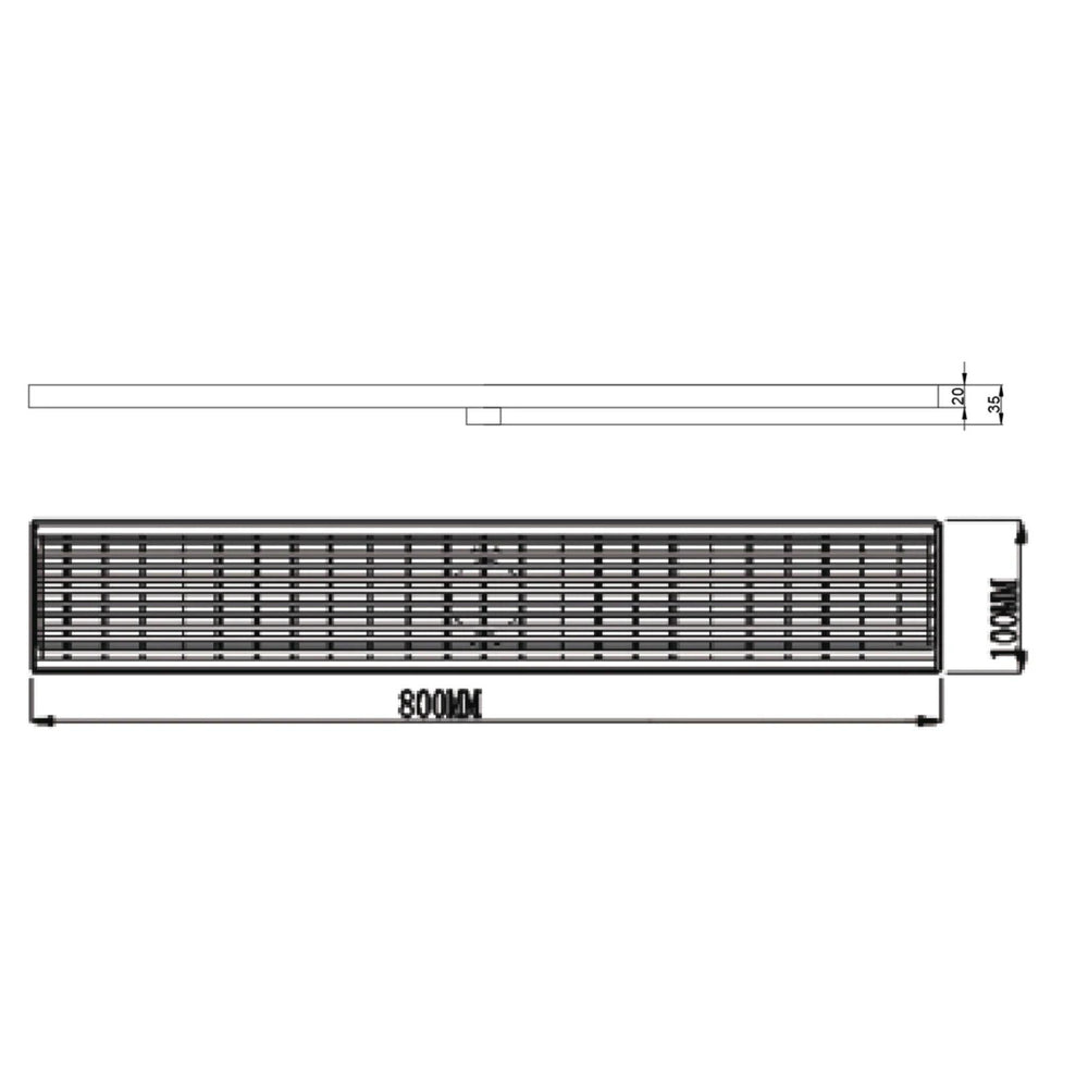 POSEIDON FLOOR GRILL DRAIN OUTLET GOLD 80MM (AVAILABLE IN 600MM, 800MM, 900MM, 1000MM AND 1200MM)