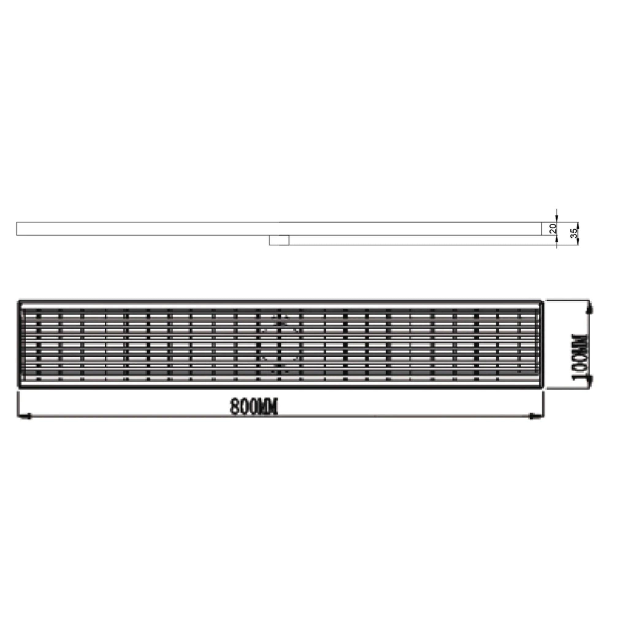 POSEIDON FLOOR GRILL DRAIN OUTLET GOLD 80MM (AVAILABLE IN 600MM, 800MM, 900MM, 1000MM AND 1200MM)