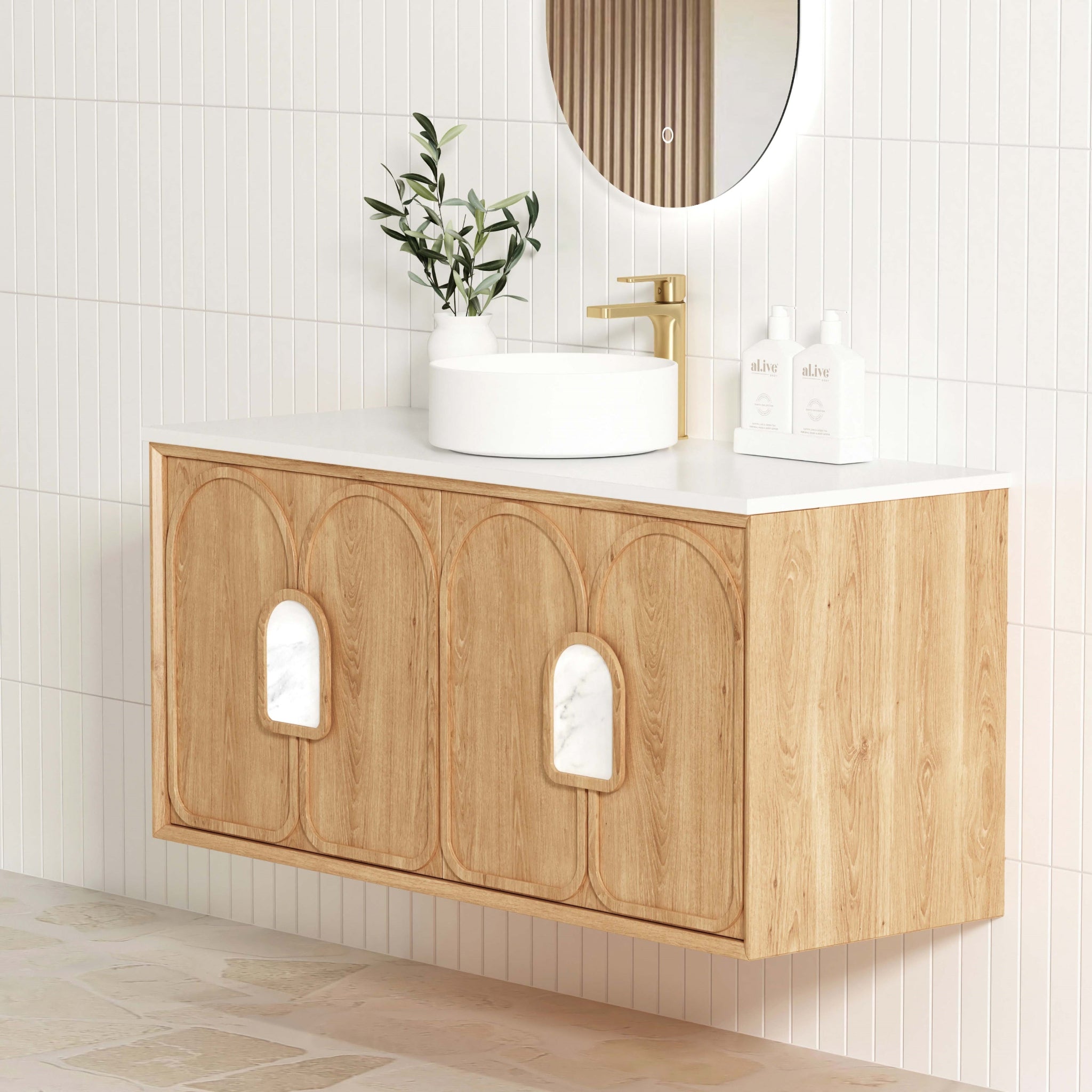 OTTI LAGUNA MARK II WOODLAND OAK 1200MM SINGLE BOWL WALL HUNG VANITY
